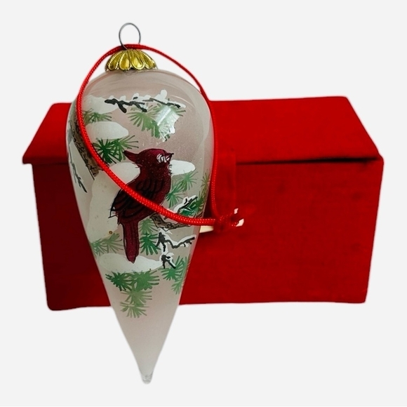 Rare Vintage Christmas Ornament Clear Glass Cardinal Ornament Xmas Holiday Decor - Picture 2 of 8